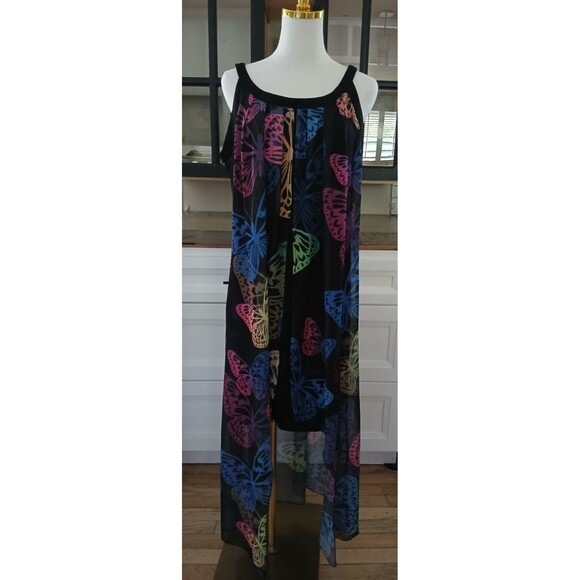 Women's Large Sheer Butterfly Long Dress Boho Lady Beachy Flowy Lightweight Fun - Picture 2 of 16